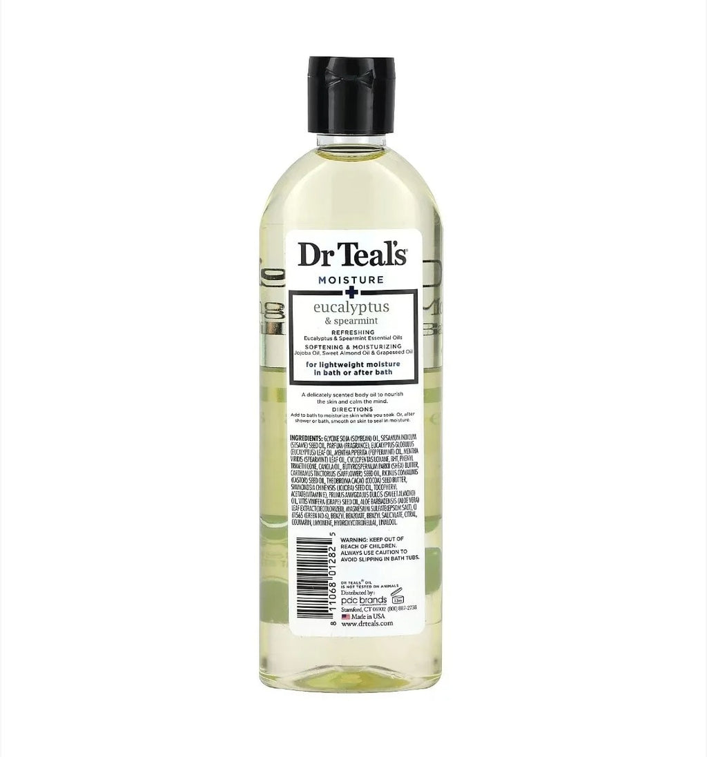 Dr Teal's - Moisturizing Bath & Body Oil, Eucalyptus & Spearmint, 8.8 fl oz (260 ml)